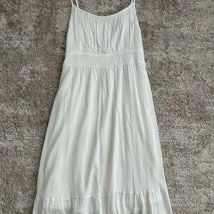 Grace Karin Cream Midi Sundress with Spaghetti Straps